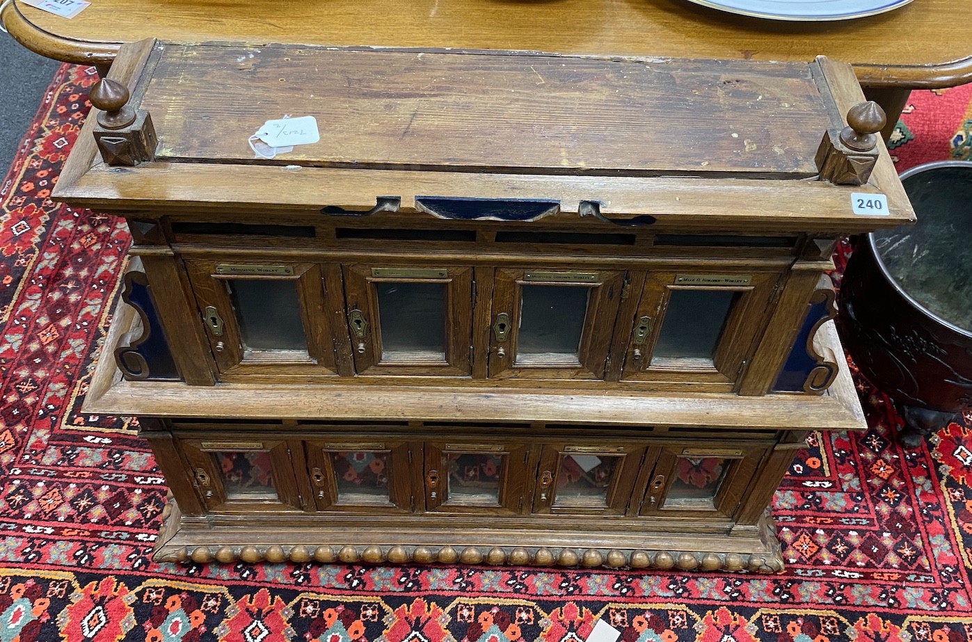 A 19th century French oak nine door post cabinet, width 91cm, depth 23cm, height 85cm